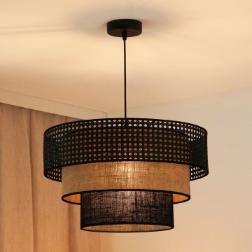 Brilagi - Lámpara colgante con cable DAKOTA LUNETA 1xE27/15W/230V diámetro 45 cm negro/rattán