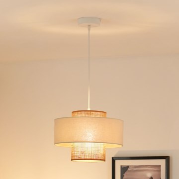 Brilagi - Lámpara colgante con cable DALLAS 1xE27/15W/230V Ø 30 cm marrón/crema/blanco