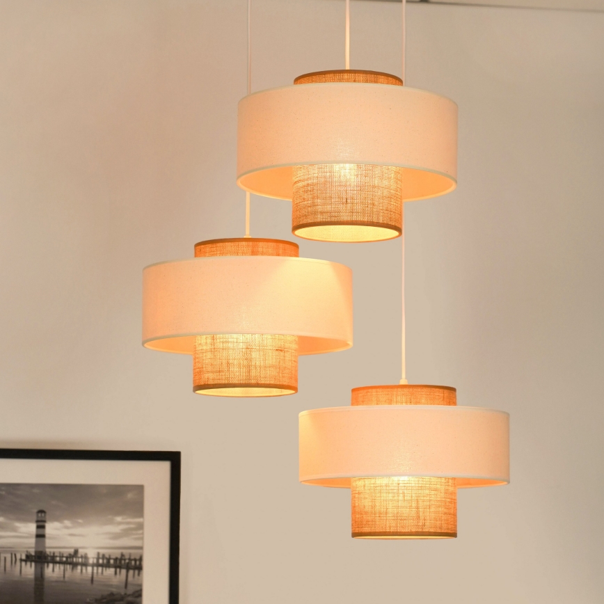 Brilagi - Lámpara colgante con cable DALLAS 3xE27/15W/230V marrón/crema/blanco