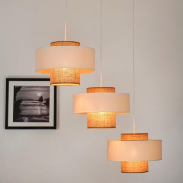 Brilagi - Lámpara colgante con cable DALLAS 3xE27/15W/230V marrón/crema/blanco