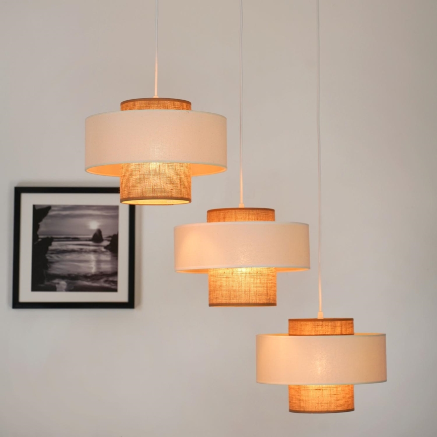 Brilagi - Lámpara colgante con cable DALLAS 3xE27/15W/230V marrón/crema/blanco