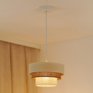 Brilagi - Lámpara colgante con cable DENVER LUNETA 1xE27/15W/230V diámetro 25 cm beige/marrón/crema