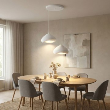 Brilagi - Lámpara colgante con cable LORA 2xE27/40W/230V Ø 45 cm blanca