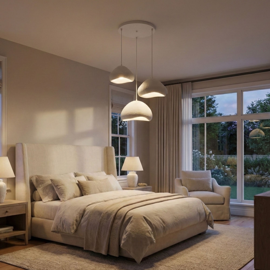 Brilagi - Lámpara colgante con cable LORA 3xE27/40W/230V Ø 82 cm blanca