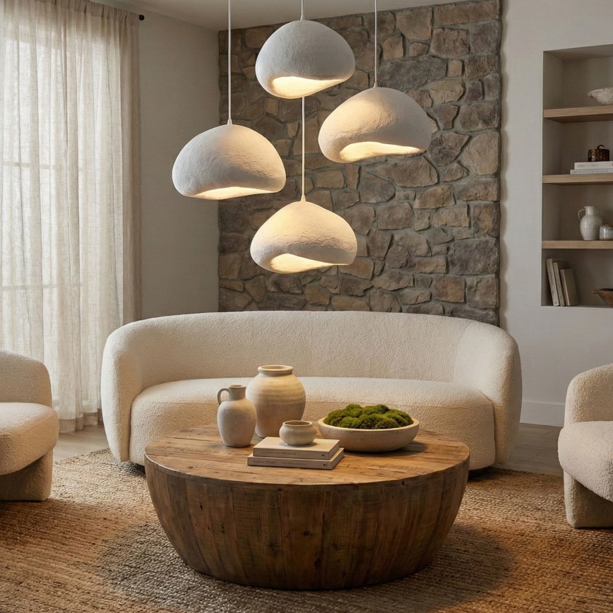 Brilagi - Lámpara colgante con cable LOVAL 4xE27/40W/230V Ø 95 cm blanca