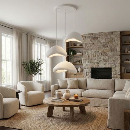 Brilagi - Lámpara colgante con cable LUNA 3xE27/40W/230V, Ø 82 cm, blanca