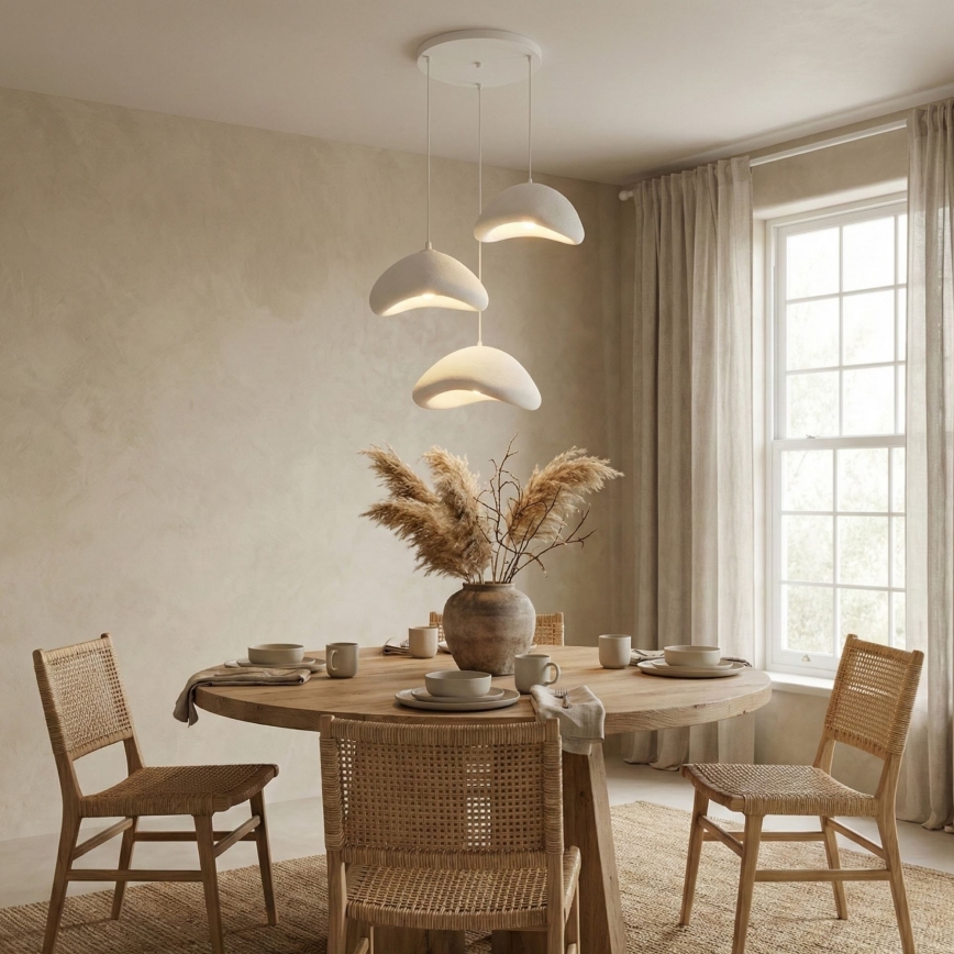 Brilagi - Lámpara colgante con cable LUNA 3xE27/40W/230V, Ø 82 cm, blanca