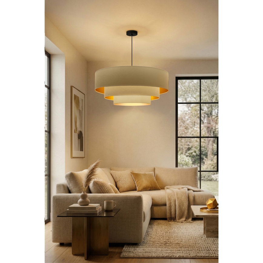 Brilagi - Lámpara colgante con cable LUNETA 3xE27/60W/230V Ø 80 cm crema/dorado