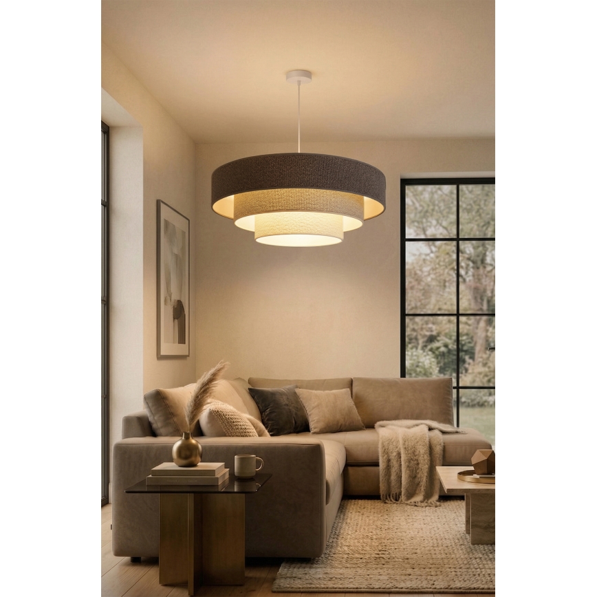 Brilagi - Lámpara colgante con cable LUNETA 3xE27/60W/230V Ø 80 cm gris/crema/blanco