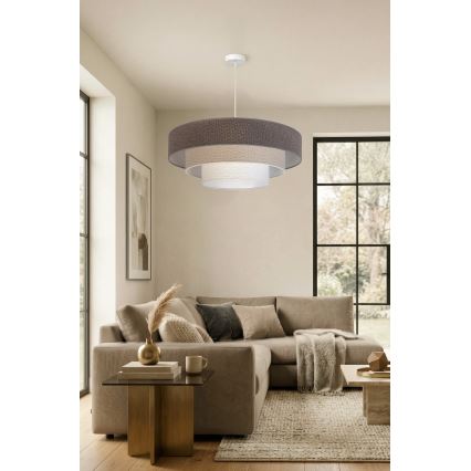 Brilagi - Lámpara colgante con cable LUNETA 3xE27/60W/230V Ø 80 cm gris/crema/blanco