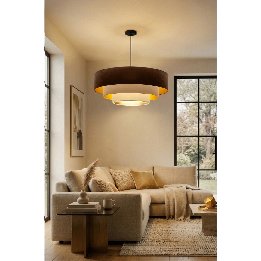 Brilagi - Lámpara colgante con cable LUNETA 3xE27/60W/230V Ø 80 cm marrón/beige/crema