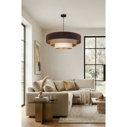 Brilagi - Lámpara colgante con cable LUNETA 3xE27/60W/230V Ø 80 cm marrón/beige/crema