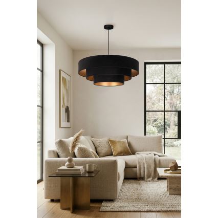 Brilagi - Lámpara colgante con cable LUNETA 3xE27/60W/230V Ø 80 cm negro/dorado