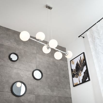 Brilagi - Lámpara colgante con cable MALONY 6xE14/20W/230V cromo brillante