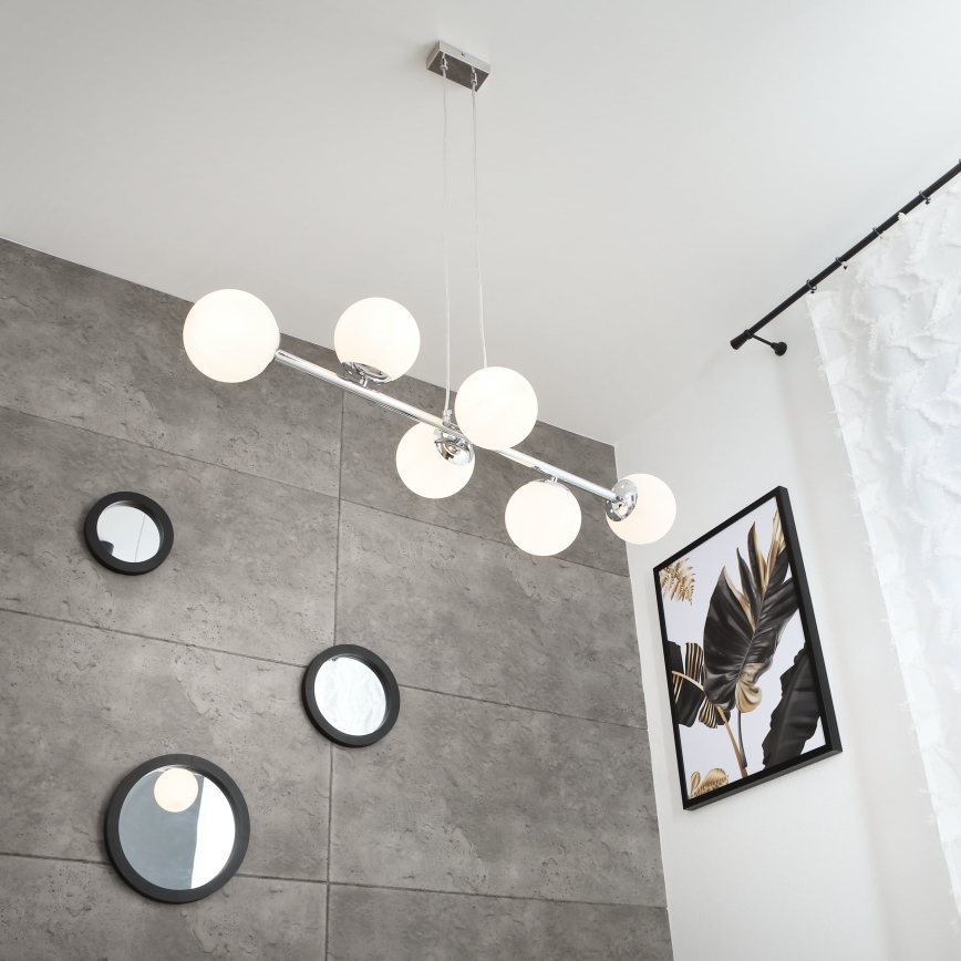 Brilagi - Lámpara colgante con cable MALONY 6xE14/20W/230V cromo brillante