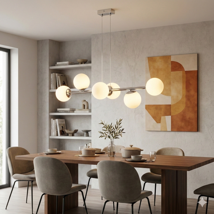 Brilagi - Lámpara colgante con cable MALONY 6xE14/20W/230V cromo brillante