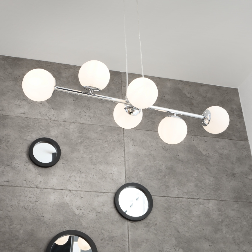 Brilagi - Lámpara colgante con cable MALONY 6xE14/20W/230V cromo brillante