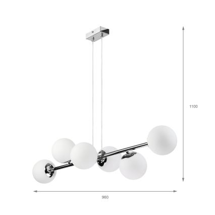 Brilagi - Lámpara colgante con cable MALONY 6xE14/20W/230V cromo brillante