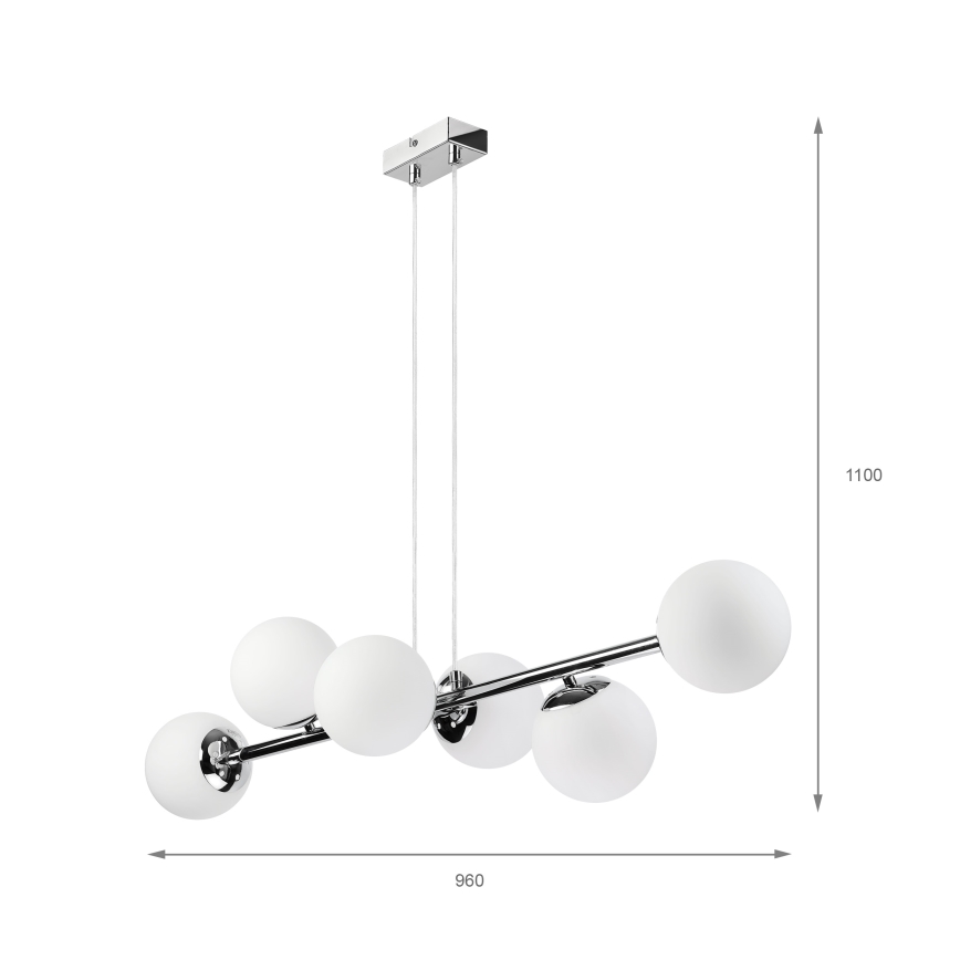 Brilagi - Lámpara colgante con cable MALONY 6xE14/20W/230V cromo brillante