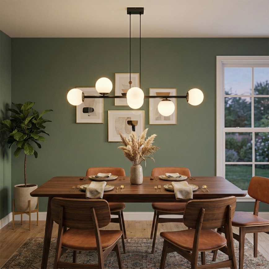 Brilagi - Lámpara colgante con cable MALONY 6xE14/20W/230V negra