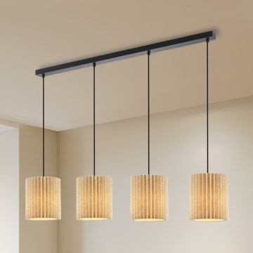 Brilagi - Lámpara colgante con cable NORDIC WAVE 4xE27/15W/230V lino/negro