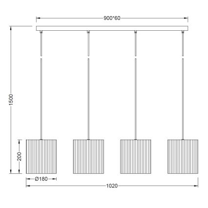 Brilagi - Lámpara colgante con cable NORDIC WAVE 4xE27/15W/230V lino/negro