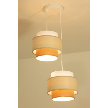 Brilagi - Lámpara colgante con cable RESNA 2xE27/60W/230V Ø 30 cm crema/beige
