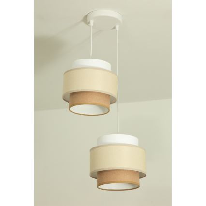 Brilagi - Lámpara colgante con cable RESNA 2xE27/60W/230V Ø 30 cm crema/beige