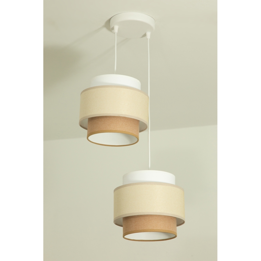 Brilagi - Lámpara colgante con cable RESNA 2xE27/60W/230V Ø 30 cm crema/beige