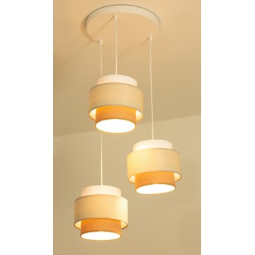 Brilagi - Lámpara colgante con cable RESNA 3xE27/60W/230V Ø 45 cm crema/beige