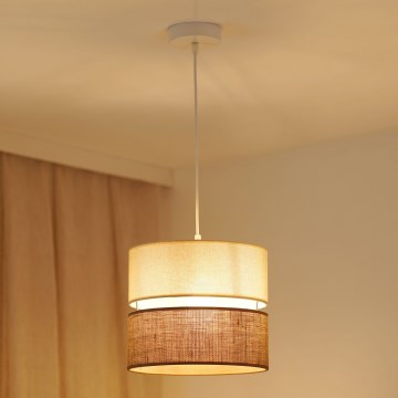 Brilagi - Lámpara colgante con cable ROYAL YUTE 1xE27/15W/230V diámetro 25 cm beige/crema
