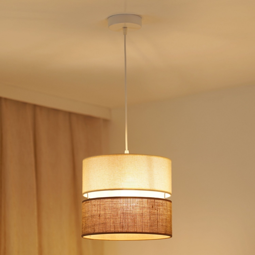 Brilagi - Lámpara colgante con cable ROYAL YUTE 1xE27/15W/230V diámetro 25 cm beige/crema
