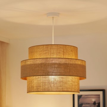 Brilagi - Lámpara colgante con cable SPACE YUTE 1xE27/15W/230V diámetro 50 cm beige/blanco