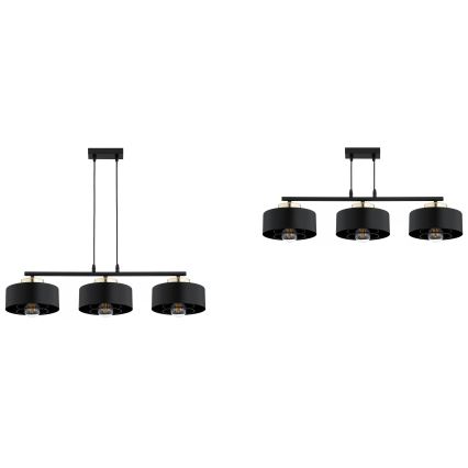 Brilagi - Lámpara colgante con cable SPRING 3xE27/60W/230V negra/dorada