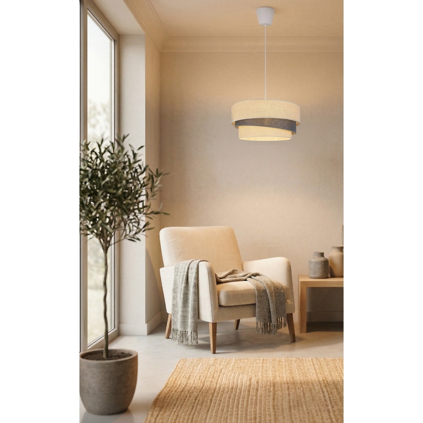 Brilagi - Lámpara colgante con cable TRIO 1xE27/60W/230V diámetro 40 cm crema/gris