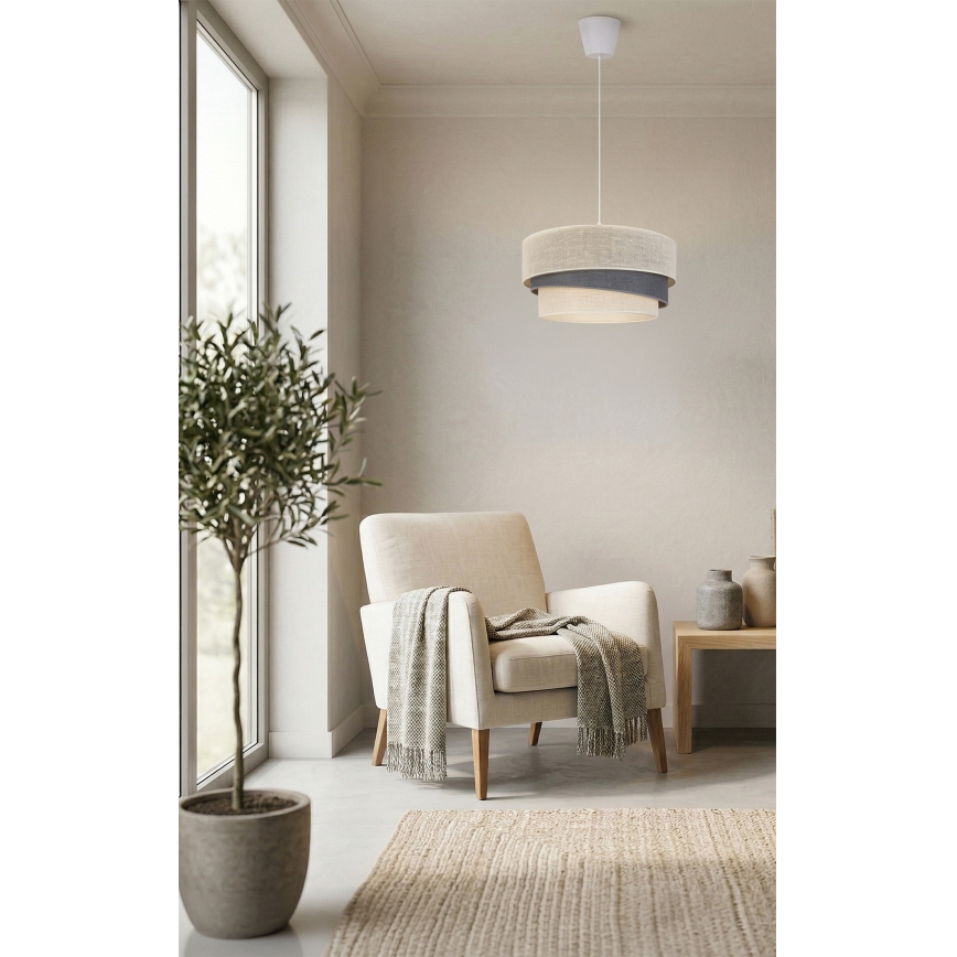 Brilagi - Lámpara colgante con cable TRIO 1xE27/60W/230V diámetro 40 cm crema/gris