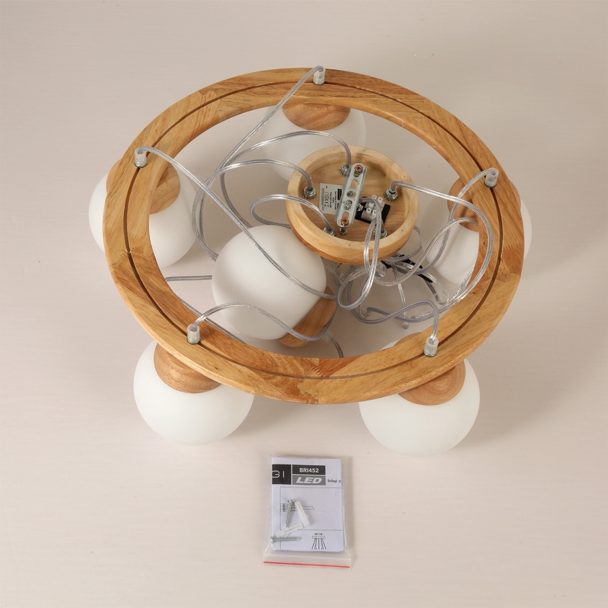 Brilagi - Lámpara colgante con cable VISBY WOOD 6xE27/60W/230V Ø 58 cm de madera