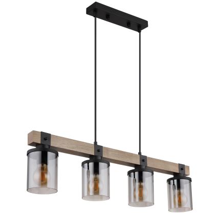 Brilagi - Lámpara colgante con cable VISTA 4xE27/60W/230V roble