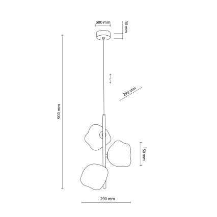 Brilagi - Lámpara colgante con cable VULCANO 3xG9/8W/230V dorada/beige ahumada