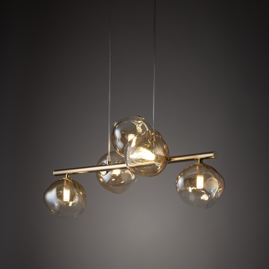 Brilagi - Lámpara colgante con cable VULCANO 5xG9/8W/230V dorada/beige ahumado