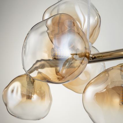 Brilagi - Lámpara colgante con cable VULCANO 5xG9/8W/230V dorada/beige ahumado