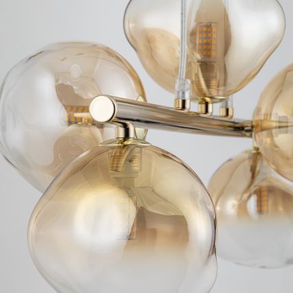 Brilagi - Lámpara colgante con cable VULCANO 5xG9/8W/230V dorada/beige ahumado