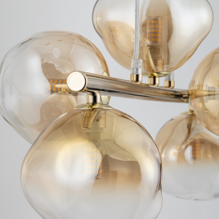 Brilagi - Lámpara colgante con cable VULCANO 5xG9/8W/230V dorada/beige ahumado