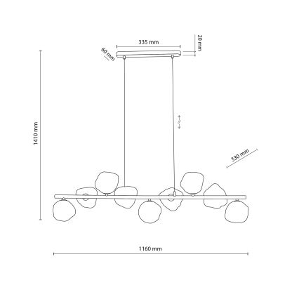 Brilagi - Lámpara colgante con cable VULCANO 9xG9/8W/230V marrón/beige ahumado