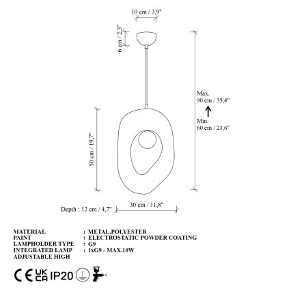 Brilagi - Lámpara colgante con cable WABI SABI 1xG9/8W/230V blanca