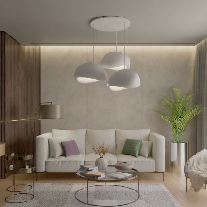 Brilagi - Lámpara colgante con cable WABI SABI 3xE27/40W/230V diámetro 60 cm blanca