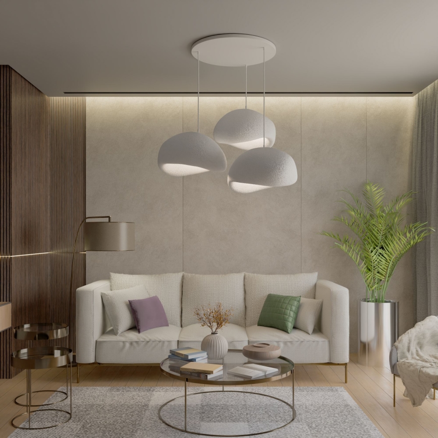 Brilagi - Lámpara colgante con cable WABI SABI 3xE27/40W/230V diámetro 60 cm blanca