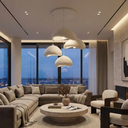 Brilagi - Lámpara colgante con cable WABI SABI 4xE27/40W/230V Ø 90 cm blanca