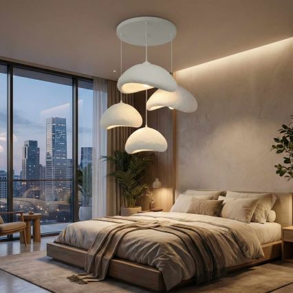 Brilagi - Lámpara colgante con cable WABI SABI 4xE27/40W/230V Ø 90 cm blanca