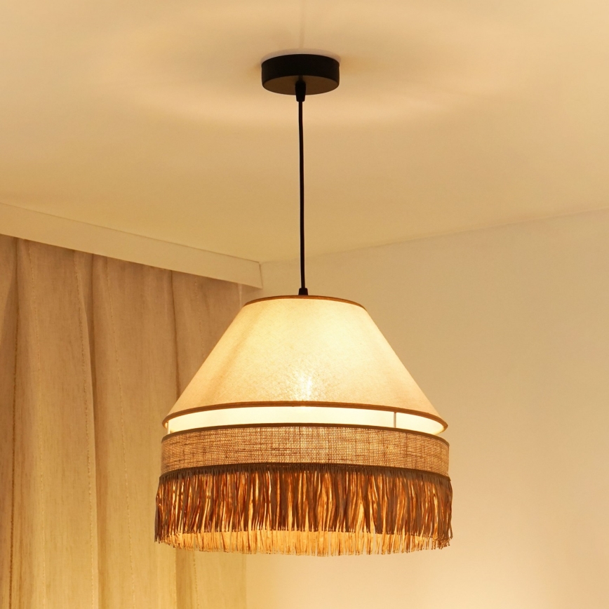 Brilagi - Lámpara colgante con cable WINNETOU AVIGNION 1xE27/15W/230V diámetro 35 cm marrón/crema